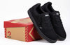 Men&#39;s Black BILLY sneaker low tops on box, shoes for diabetes, plantar fasciitis, bunions, wide feet, wheelchair use, orthotics.