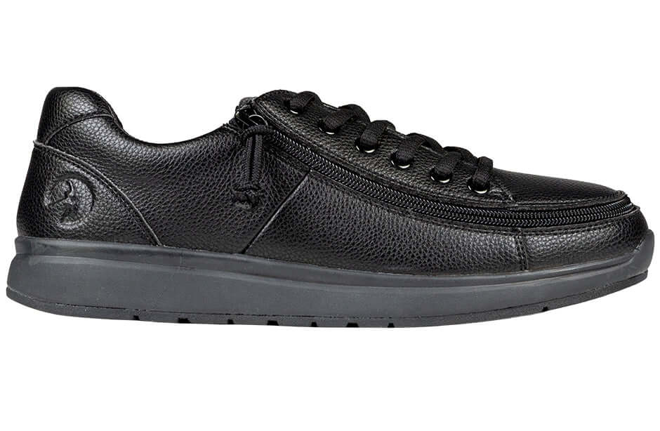 Black BILLY Work Comfort Low men's adaptive slip resistant work shoes with side zipper, ideal for diabetic feet and arthritis