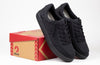 Men&#39;s black canvas lace shoes with new outsole on BILLY box, ideal for diabetes, plantar fasciitis, bunions, and wide feet support.