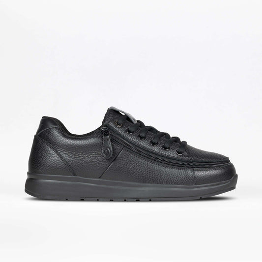 BILLY Comfort Plush men's black leather comfort shoes with side zipper, ideal for diabetic feet and arthritis