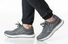 Men&#39;s Charcoal Sneakers with padded collar and zipper, ideal for diabetes, plantar fasciitis, bunions, wide feet, and orthotics.