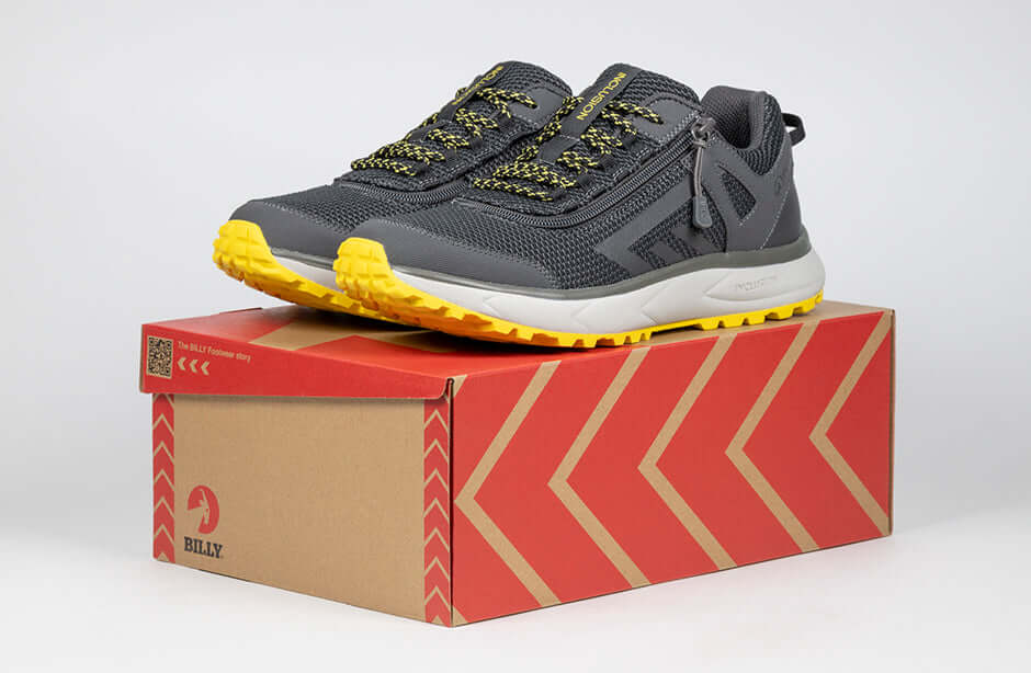 Men&#39;s Charcoal/Yellow BILLY Inclusion Trail Sneakers -Shoekid.ca