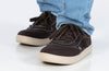 Men&#39;s Dark Brown BILLY Sneakers with White Stitching, suitable for diabetes, plantar fasciitis, bunions, and wide feet. Casual wear.