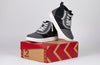 Men&#39;s Grey Colorblock BILLY D|R Short Wrap High Tops on box, shoes for diabetes and plantar fasciitis, suitable for bunions and orthotics.