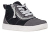 Men&#39;s Grey Colorblock High Top Shoes for Diabetes and Plantar Fasciitis with Adjustable Fit and Easy Access Zipper