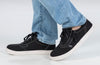 Men&#39;s black/white stitch BILLY Sneaker Low Tops with zipper, perfect shoes for diabetes, plantar fasciitis, bunions, wide feet, and orthotics.