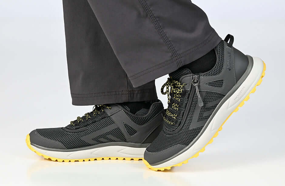Men's Charcoal/Yellow BILLY Inclusion Trail Sneakers -Shoekid.ca