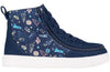 Navy Space BILLY Classic Lace High Tops for Kids with space pattern, laces, and zipper for easy on and off.