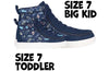 Navy Space BILLY Classic Lace High Tops for Kids, features easy on and off zipper, space theme, sizes 7 Toddler to 7 Big Kid.