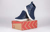 Navy Space BILLY Classic Lace High Tops with zipper on box, easy on/off for toddlers and big kids, functional and fashionable shoes.