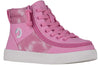 Pink tie dye BILLY high top kids&#39; shoes with laces and zipper for easy on and off, functional and fashionable.
