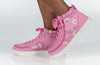 Pink Tie Dye BILLY Street High Tops for kids, featuring easy on and off laces and zipper, functional and fashionable design.