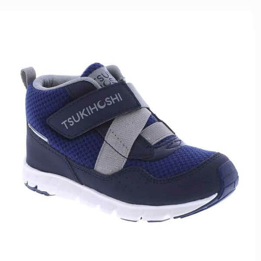 Tsukihoshi Tokyo boys' waterproof sneaker in navy and grey, lightweight, supportive and machine washable