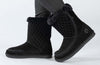 Women&#39;s black BILLY Cozy Quilt Lux Boots with suede upper and warm shearling, ideal for wide feet, diabetics, and plantar fasciitis.