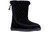 Women&#39;s black BILLY Cozy Quilt Lux boots with quilted details, suede upper, shearling insulation, and flip-top zipper technology.