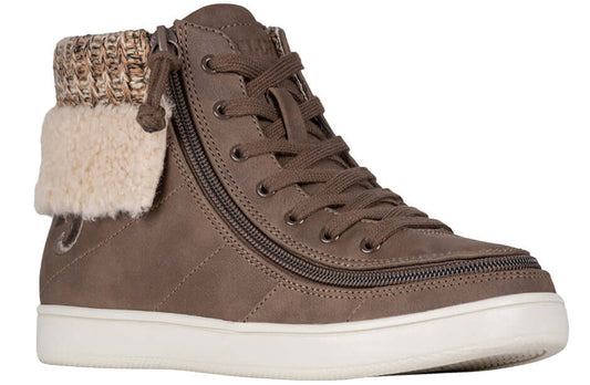 Women's tobacco BILLY Cuffs adaptive high top with wraparound side zipper