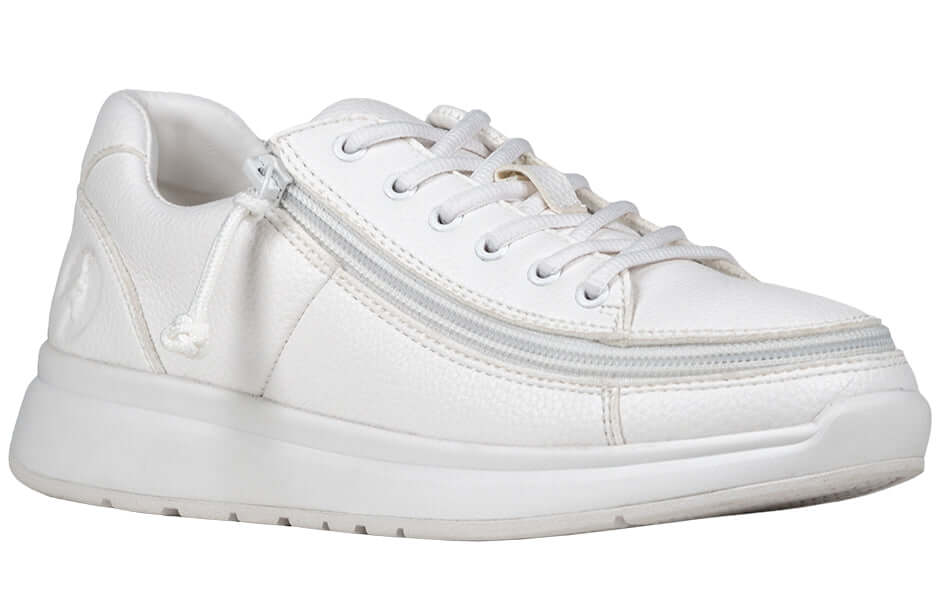 Women's white BILLY Work Comfort low shoe, CPMA-certified slip-resistant with side zipper for healthcare