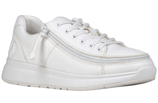 Women's white BILLY Work Comfort low shoe, CPMA-certified slip-resistant with side zipper for healthcare