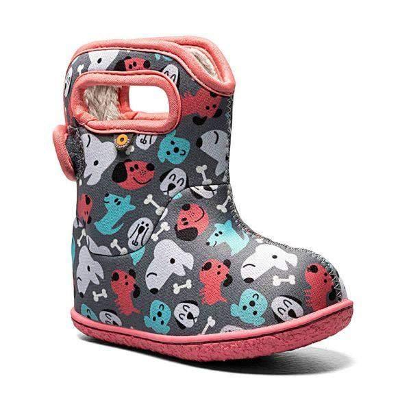 Baby Bogs Gray Pink / Puppies / Waterproof / -10 Warm - ShoeKid.ca