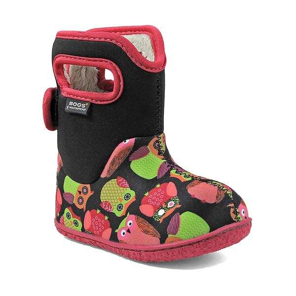 Baby Bogs Owls Black Multi Baby Toddler Winter Boots - ShoeKid.ca