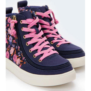 Billy Floral Classic Lace Kids High Top Adaptable Sneaker (EasyOn) - ShoeKid.ca