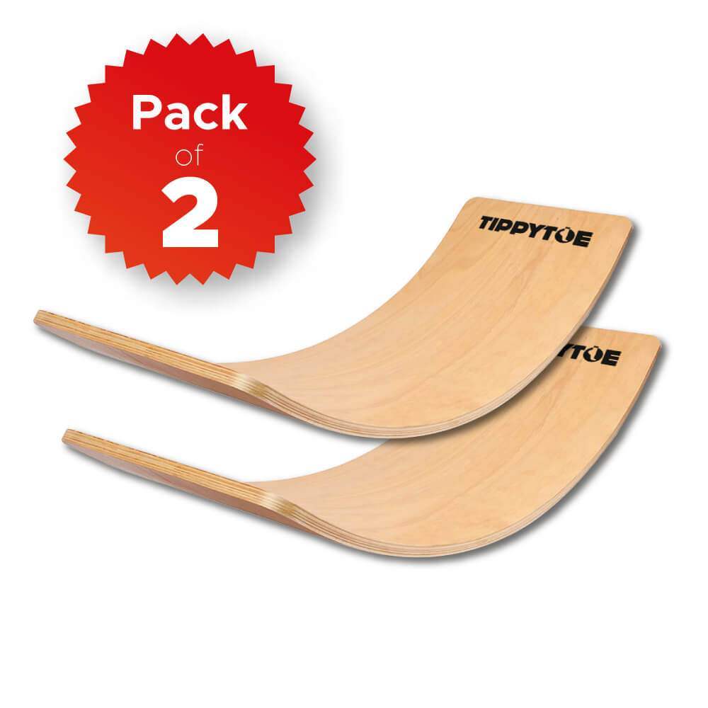 TippyToe (2pack) Kids Balance Board Wooden Wobble Board, Toddler, Yoga Curvy Board, Rocker Board Natural Wood for Kids,Adults - ShoeKid.ca