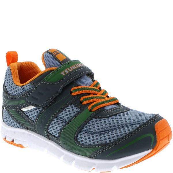 Tsukihoshi Velocity Charcoal Sea Boys Running Shoes (Machine Washable) - ShoeKid.ca